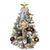 2ft Tabletop Christmas Tree with Light Artificial Small Mini Christmas Decoration with Flocked Snow;  Exquisite Decor & Xmas Ornaments for Table Top f