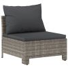 5 Piece Patio Lounge Set with Cushions Gray Poly Rattan