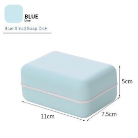 Portable Drain Double Deck Soap Box (Option: Small Blue)