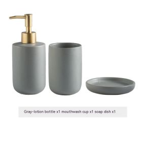 Solid Color Ceramic Bathroom Four-piece Set (Option: Gray 3pc)