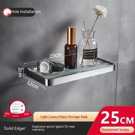 Copper Bathroom Glass Tray Punch Storage Rack (Option: Chrome Tray)