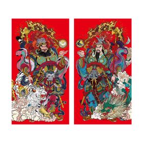 Dragon Year Chinese New Year Door-God Stickers Door Decoration (Option: Dragon Tiger 45X82CM)