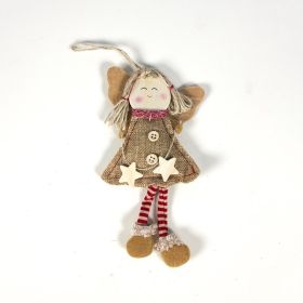 Fabric Wood Piece Christmas Smiling Angel Doll Pendant (Option: B Portable Five Pointed Star)