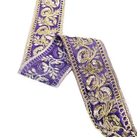 Gold Thread Stranded Rope Embroidery Ribbon (Option: Purple 5cm-Purple-100 Yards Can Be Customized)