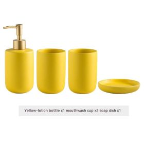 Solid Color Ceramic Bathroom Four-piece Set (Option: Yellow 4pc)