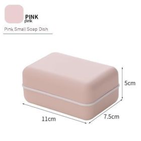 Portable Drain Double Deck Soap Box (Option: Small Pink)