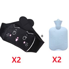 PVC Large Old-fashioned Water Injection Heat (Option: Black-With hot water bottle 2Sets)